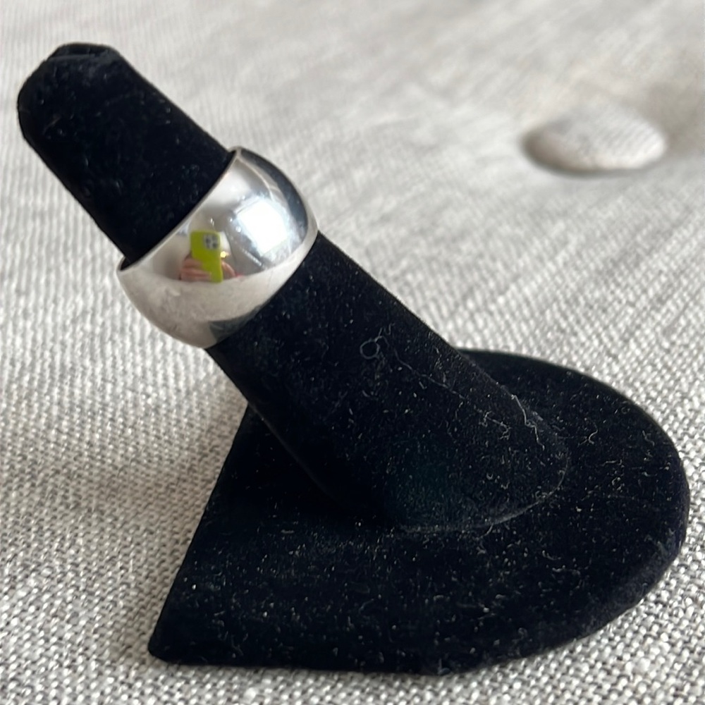 RSC Stamped silver tone wide band ring